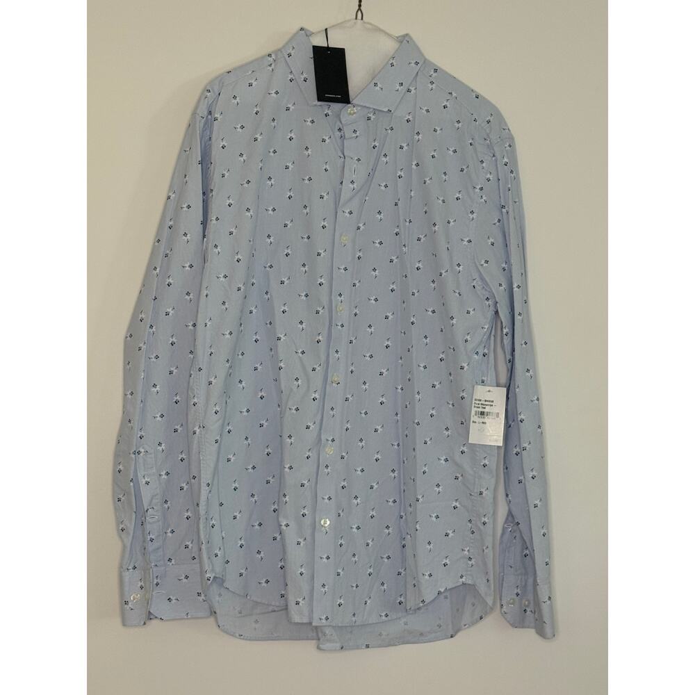 Men's NWT Floral Print Bonobos Button Down Blue Shirt Slim Fit Large